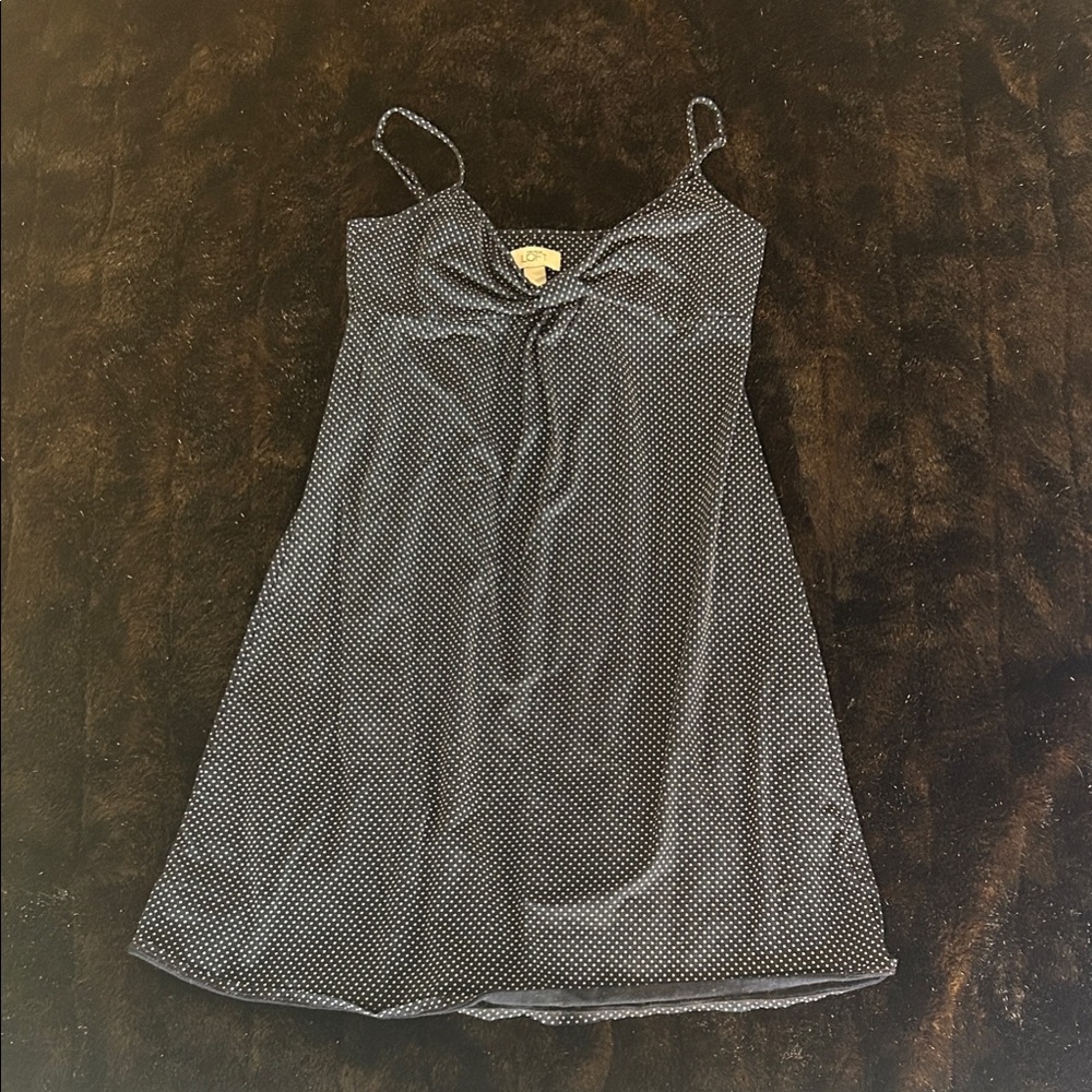 LOFT Navy White Polka Dot Mini Dress Size M
